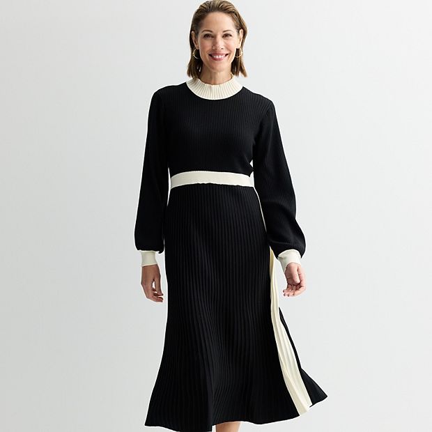 Women's Sandra Darren Long Sleeve Mock Neck Sweater Dress