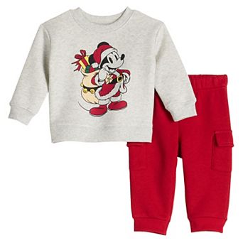 Baby Jumping Beans® Disney's Mickey Mouse 2 pc Holiday Crewneck Sweatshirt & Cargo Jogger Pants Set