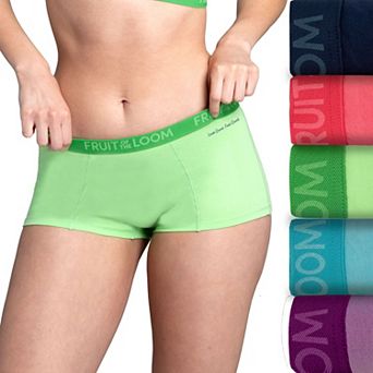 Women's Fruit of the Loom® Signature Cotton Stretch Boyshort 5+1 Bonus Pack Set 6DENBSK