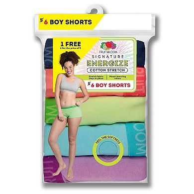 Women's Fruit of the Loom® Signature Cotton Stretch Boyshort 5+1 Bonus Pack Set