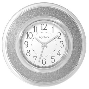Ingraham Clear Silver Glitter Clock
