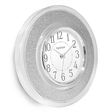 Ingraham Clear Silver Glitter Clock