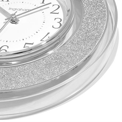 Ingraham Clear Silver Glitter Clock