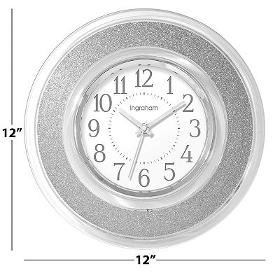 Ingraham Clear Silver Glitter Clock