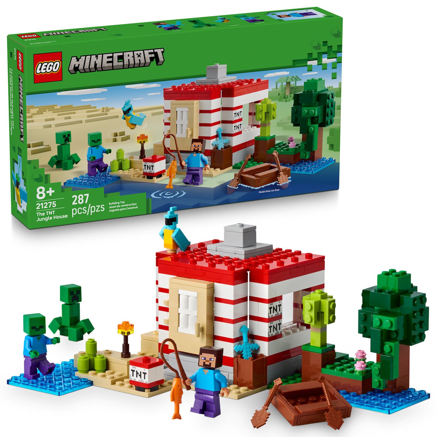 Детские конструкторы LEGO Minecraft The TNT Jungle House 21275 Building Kit (287 Pieces)