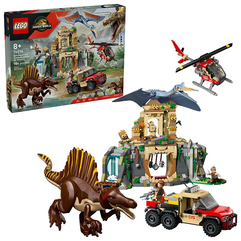 LEGO Jurassic World Spinosaurus & Quetzalcoatlus Air Mission 76976 Building Kit (984 Pieces), Multi