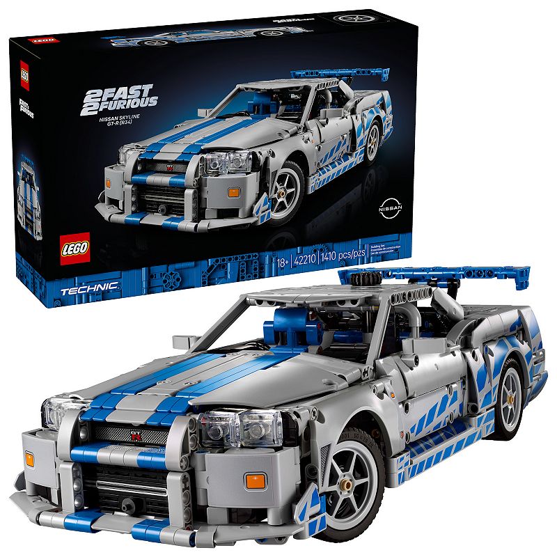 LEGO Technic 2 Fast 2 Furious Nissan Skyline GT-R (R34) 42210 Building Kit (1410 Pieces), Multi