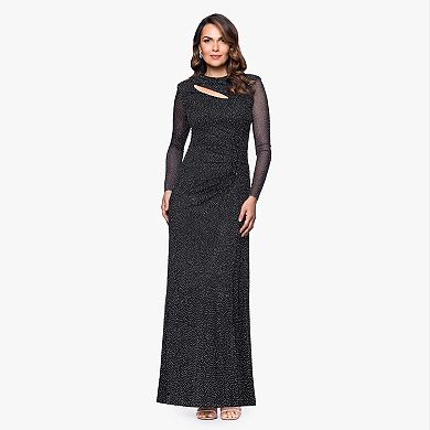 Women's BA Nites Long Sleeve Mesh Dress with Stone Detail