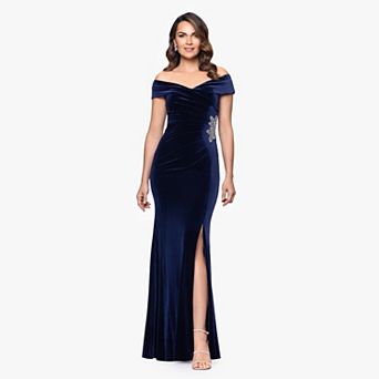 Women's BA Nites Velvet Off-The-Shoulder Sequin Dress