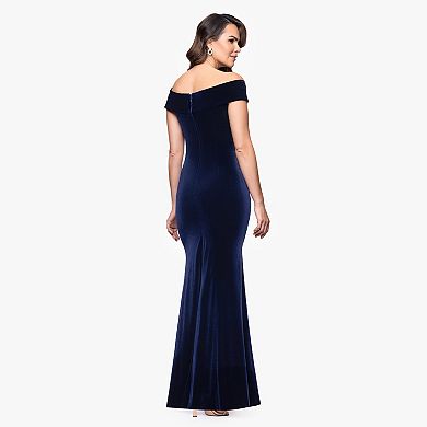 Women's BA Nites Velvet Off-The-Shoulder Sequin Dress