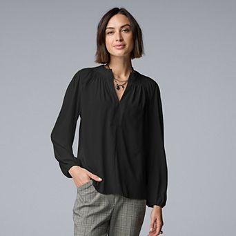 Women's Simply Vera Vera Wang Smocked Neck Blouse