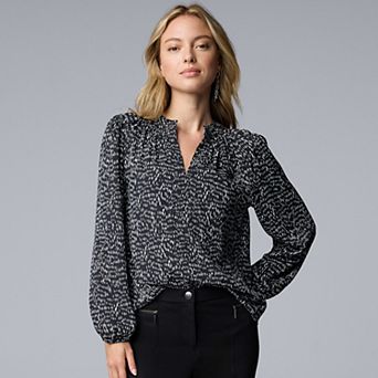 Women's Simply Vera Vera Wang Smocked Neck Blouse