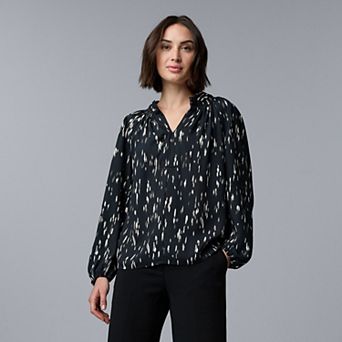 Women's Simply Vera Vera Wang Smocked Neck Blouse
