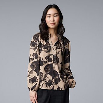 Women's Simply Vera Vera Wang Smocked Neck Blouse