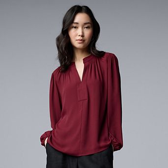 Women's Simply Vera Vera Wang Smocked Neck Blouse