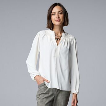 Women's Simply Vera Vera Wang Smocked Neck Blouse