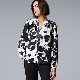 Women's Simply Vera Vera Wang Smocked Neck Blouse