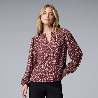 Women's Simply Vera Vera Wang Smocked Neck Blouse