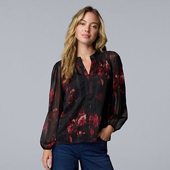 Women's Simply Vera Vera Wang Smocked Neck Blouse