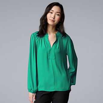 Women's Simply Vera Vera Wang Smocked Neck Blouse