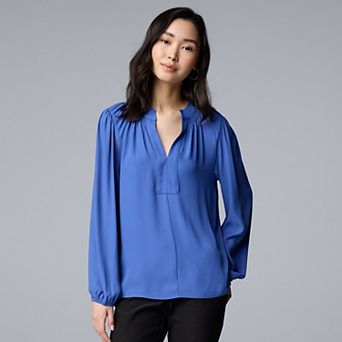 Women's Simply Vera Vera Wang Smocked Neck Blouse