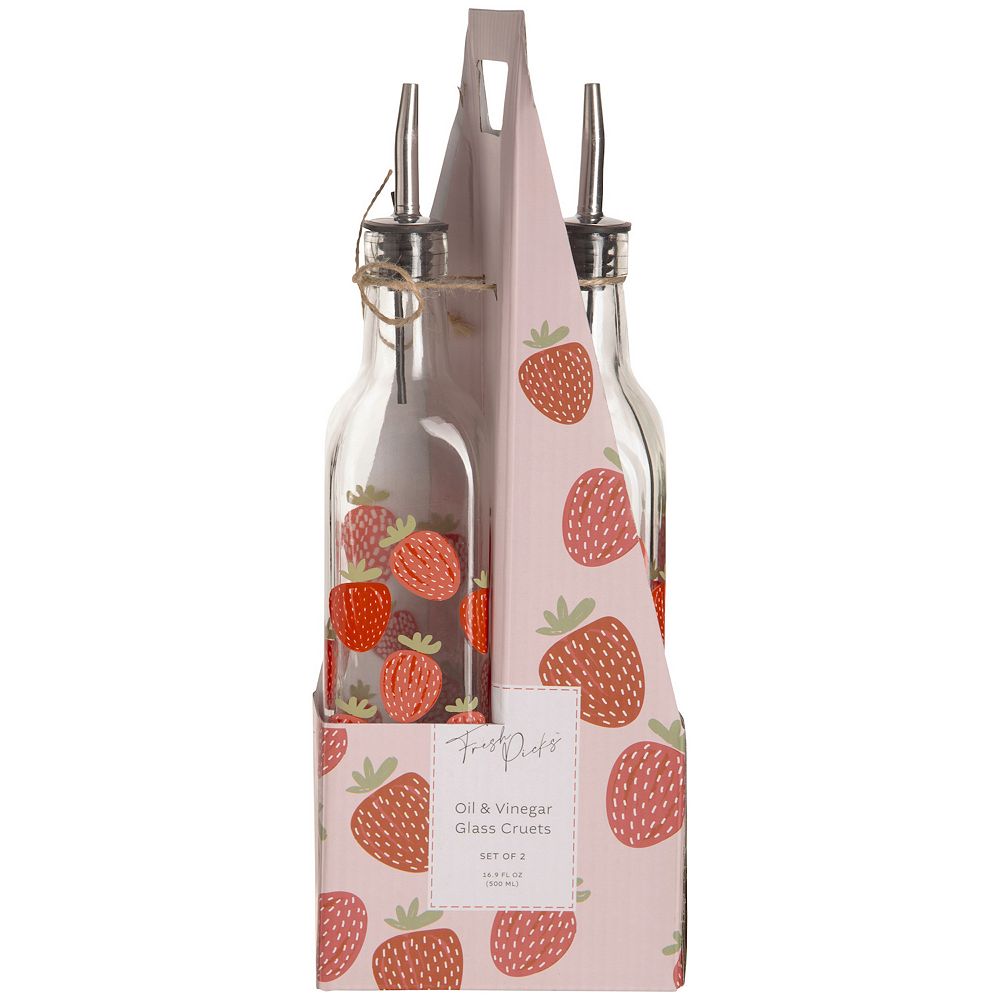 Home Essentials 2-Piece Strawberries Oil & Vinegar Bottle Set