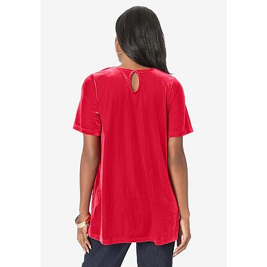 Roaman's Women's Plus Size Velour Swing Tee