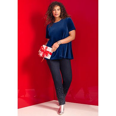 Roaman's Women's Plus Size Velour Swing Tee