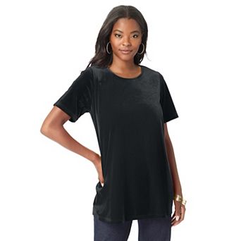 Roaman's Women's Plus Size Velour Swing Tee