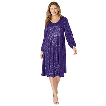Roaman's Women's Plus Size Sequin Swing Dress