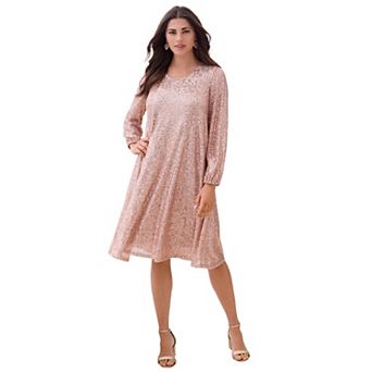 Roaman's Women's Plus Size Sequin Swing Dress