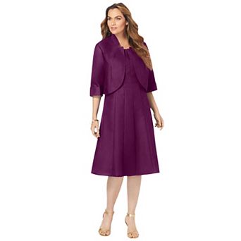 Roaman's Women's Plus Size Petite Plus Size Elbow Sleeve Fit-And-Flare Dress With Bolero Jacket