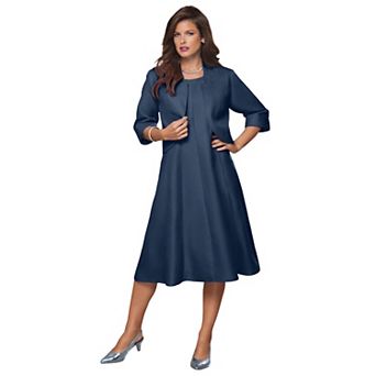 Roaman's Women's Plus Size Petite Plus Size Elbow Sleeve Fit-And-Flare Dress With Bolero Jacket