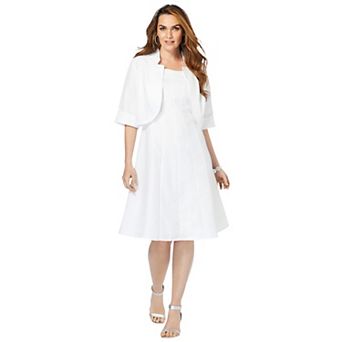 Roaman's Women's Plus Size Petite Plus Size Elbow Sleeve Fit-And-Flare Dress With Bolero Jacket