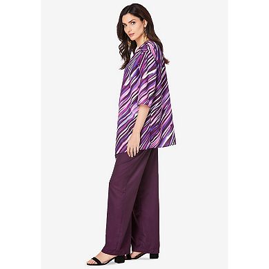 Roaman's Women's Plus Size Three Piece Pant Suit