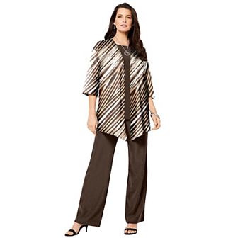 Roaman's Women's Plus Size Three Piece Pant Suit