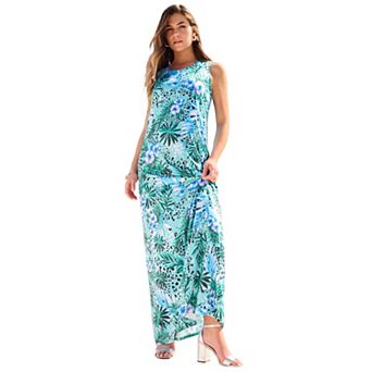 Roaman's Women's Plus Size Plus Size Sleeveless Crew Neck Maxi Dress