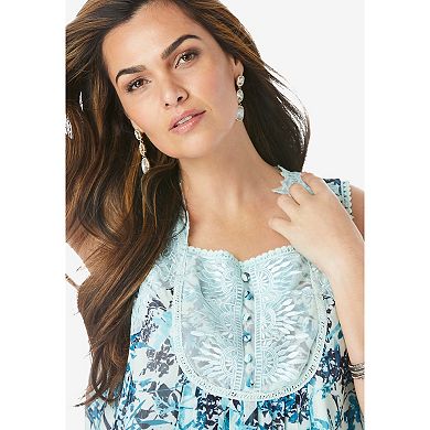Roaman's Women's Plus Size Angel Chiffon Blouse
