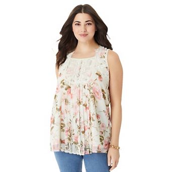 Roaman's Women's Plus Size Angel Chiffon Blouse