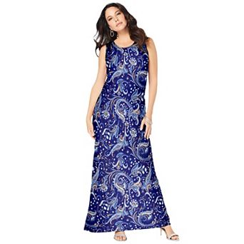 Roaman's Women's Plus Size Petite Plus Size Sleeveless Crew Neck Maxi Dress