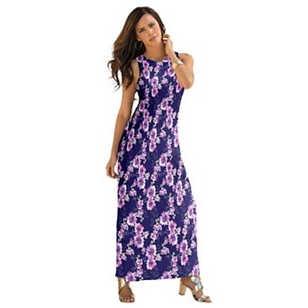 Roaman's Women's Plus Size Petite Plus Size Sleeveless Crew Neck Maxi Dress