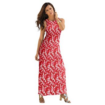 Roaman's Women's Plus Size Petite Plus Size Sleeveless Crew Neck Maxi Dress