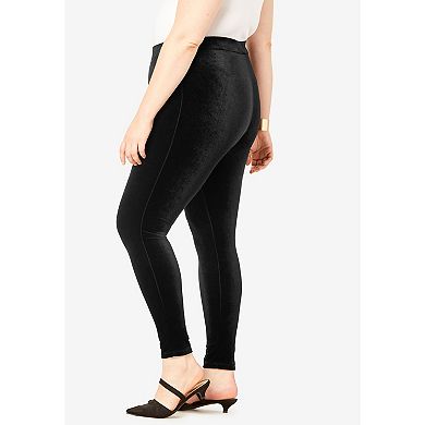 Roaman's Women's Plus Size Velour Legging