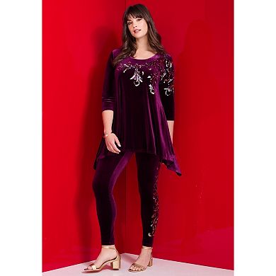 Roaman's Women's Plus Size Velour Legging