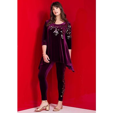 Roaman's Women's Plus Size Velour Legging