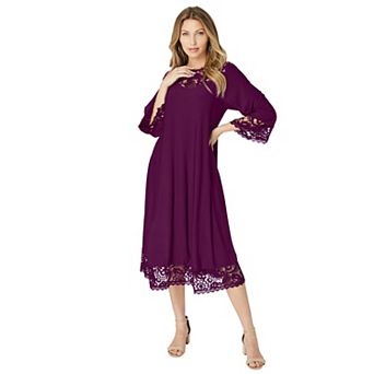 Roaman's Women's Plus Size Plus Size Lace Cutout Fit And Flare Dress
