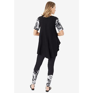 Roaman's Women's Plus Size Placement-Print Set