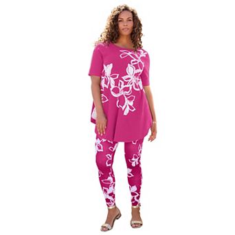Roaman's Women's Plus Size Placement-Print Set