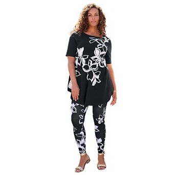 Roaman's Women's Plus Size Placement-Print Set