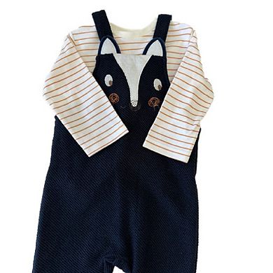 Newborn & Toddler Overalls In A Fun Print (skunk) Striped Long-Sleeve Shirt Included